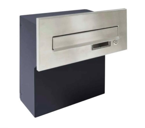 Falba beépíthető kültéri postaláda 30x11x19 cm névtáblával antracit-inox kétoldalú postafiók csengő