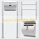 Front yard letter box letterbox standing on tripod legs in curved silver color, modern look 