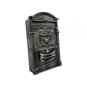 Antik postaláda fekete levélszekrény acél és alumínium vintage postaláda