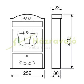 Antik postaláda fekete levélszekrény acél és alumínium vintage postaláda