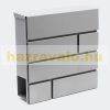 Designer mailbox with square pattern in silver color, modern appearance with newspaper holder