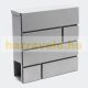 Designer mailbox with square pattern in silver color, modern appearance with newspaper holder