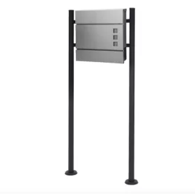   Postaláda és újságpapír tartó állvány előkerti levélszekrény ezüst-fekete