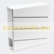 Desinger letterbox slanted in white, modern appearance with newspaper holder