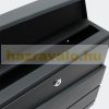 Designer letterbox slanted in black with optional modern appearance with newspaper holder