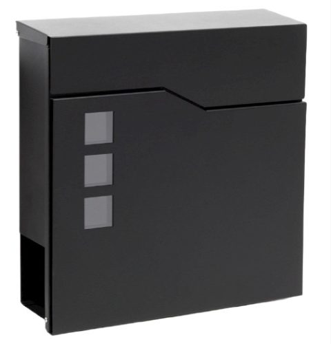 Galvanized steel mailbox with newspaper holder and windows, fashionable appearance in black color