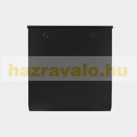   Horganyzott acél postaláda fekete négyzetablakos modern levélszekrény újságtartóval fali újságtartó postaláda