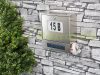 Mailbox with solar panel, house number, lighting, stainless steel, letterbox, outdoor design 