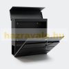 Designer letterbox in black color can be selected, modern appearance with newspaper holder, diagonally cut