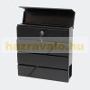 Designer letterbox in black color can be selected, modern appearance with newspaper holder, diagonally cut