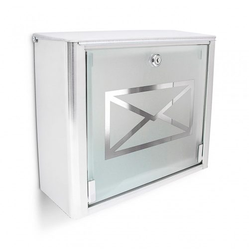 Mailbox with stainless steel and glass door, envelope motif 