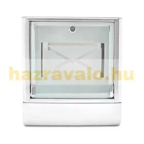   Postaláda rozsdamentes acél és üvegajtóval, boríték motívummal újságtartóval