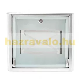   Postaláda rozsdamentes acél és üvegajtóval, boríték motívummal 