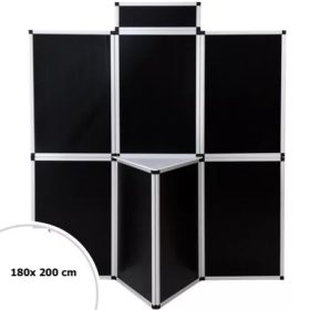   Promóciós mobil stand fekete, fehér színben 180x200cm állvány paraván display kiállítás 