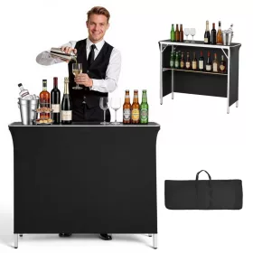   Összecsukható mobil kiállítási pult polccal 110x38,5x88,5 cm bárpult hordtáskával mobil promóciós pult