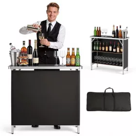   Összecsukható mobil kiállítási és promóciós pult 98x38,5x87 cm tárolópolccal és hordtáskával