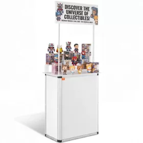   Mobil összecsukható promóciós és kiállítási pult 78,5x38x181,5 cm fehér kiállítási stand