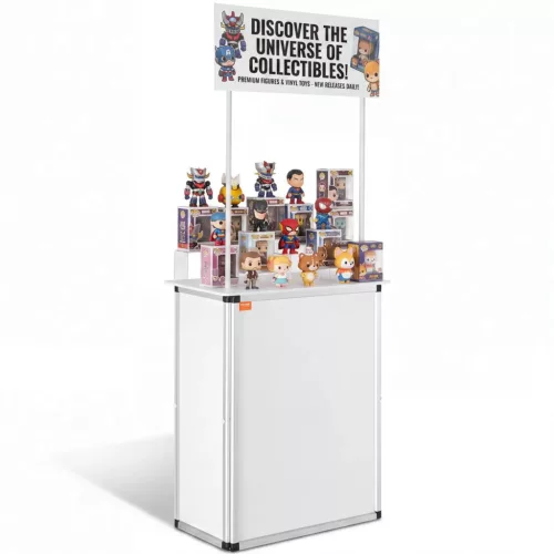 Mobil összecsukható promóciós és kiállítási pult 78,5x38x181,5 cm fehér kiállítási stand