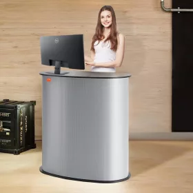  Mobil összecsukható promóciós és kiállítási pult 90x49x94 cm fekete-ezüst