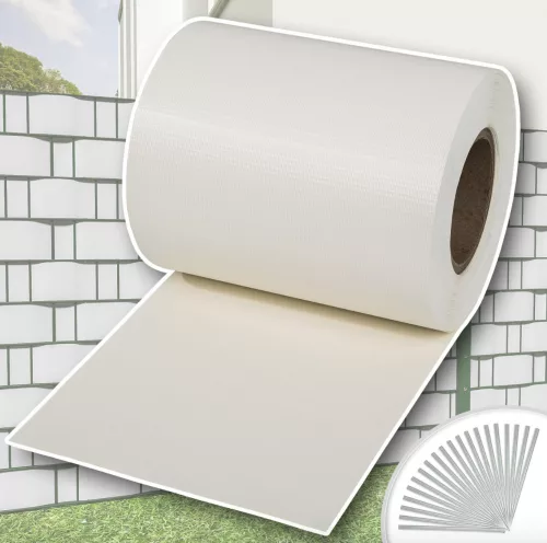 Kerítésbe fűzhető PVC műanyag szalag 80 m hosszú 19 cm széles fehér belátásgátló takaró szélfogó