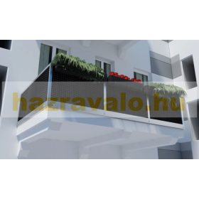   Polirattan belátásgátló szélfogó erkélyre 100x300 cm teraszra időjárásálló árnyékoló két tónusú barna szín rögzítőkkel ellátott