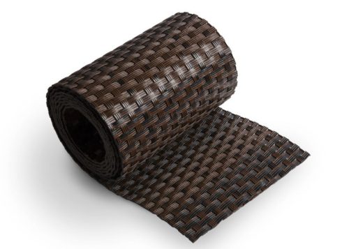 Polyrattan privacy tape 25 meter roll two-tone brown wind deflector that can be attached to a fence