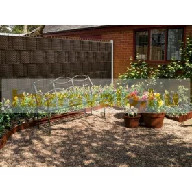   Polirattan belátásgátló szalag 40 méteres tekercs két tónusú barna színű kerítésbe fűzhető szélfogó 