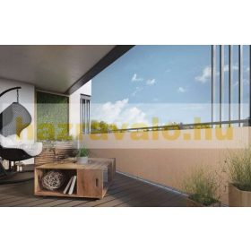   Polirattan belátásgátló szalag 255 cm hosszú 19 cm magas bézs szín kerítésbe fűzhető szélfogó