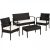 Rattan fekete kerti ülőgarnitúra 2 szék, 1 kanapé, 1 asztal üveglappal, párnahuzattal