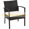 Rattan black garden seating set 2 chairs, 1 sofa, 1 table with glass top, cushion cover