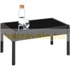 Rattan black garden seating set 2 chairs, 1 sofa, 1 table with glass top, cushion cover