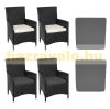 Rattan garden seating set steel frame set 2 chairs, 1 table with glass top, replaceable cushion cover