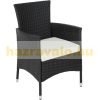 Rattan garden seating set steel frame set 2 chairs, 1 table with glass top, replaceable cushion cover