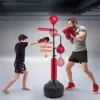 Box-Speed-Trainer reflex boxzsák állvánnyal és kesztyűkkel, állítható magasságú, 360° reflexrúddal