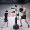 Reflex boxzsák állvánnyal és kesztyűkkel, 360° reflexrúddal, állítható magassággal, fekete színben