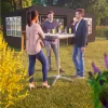Rendezvény asztal állítható magasságú 70-115 cm magas 60 cm asztallap Ø 6 cm csőátmérő lehajtható rozsdamentes könyöklő fém asztal 