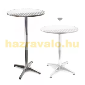   Rendezvény asztal állítható magasságú 70-110 cm magas 60 cm asztallap Ø 5,8 cm csőátmérő lehajtható rozsdamentes könyöklő fém asztal 