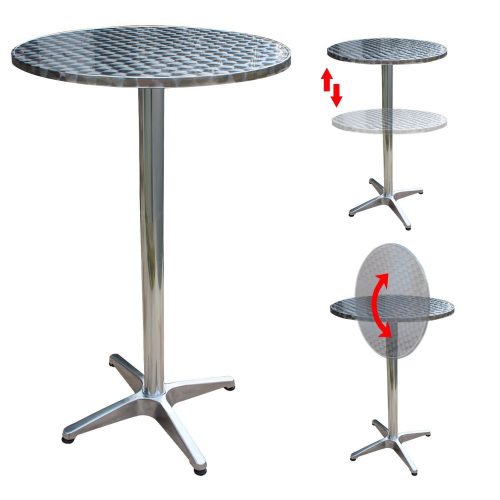 Event table adjustable height 74-114 cm high 60 cm table top Ø 6.3 cm pipe diameter folding stainless elbow metal table