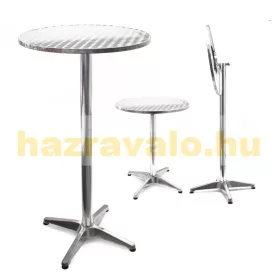   Rendezvény asztal állítható magasságú 74-114 cm magas 60 cm asztallap Ø 6,3 cm csőátmérő lehajtható rozsdamentes könyöklő fém asztal