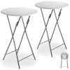 Event table, set of two, made of white MDF material, 110 cm high, 60 cm in diameter, for example weddings, standing receptions, garden parties
