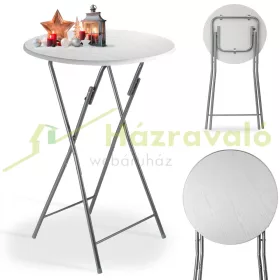   Rendezvény asztal két darabos szett fehér MDF anyagból 110 cm magas 60 cm átmérőjű például esküvő, álló fogadás kerti parti