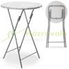 Rendezvény asztal két drarabos szett fehér MDF anyagból 110 cm magas 60 cm átmérőjű márvány mintás