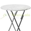 Rendezvény asztal két drarabos szett fehér MDF anyagból 110 cm magas 60 cm átmérőjű márvány mintás