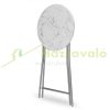Rendezvény asztal két drarabos szett fehér MDF anyagból 110 cm magas 60 cm átmérőjű márvány mintás