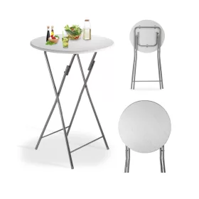   Rendezvény asztal fehér MDF anyagból 110 cm magas 60 cm átmérőjű például esküvő, álló fogadás kerti parti