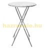 Event table made of white MDF material, 110 cm high, 60 cm diameter, with a marble pattern, for example weddings, standing receptions, garden parties