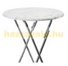 Event table made of white MDF material, 110 cm high, 60 cm diameter, with a marble pattern, for example weddings, standing receptions, garden parties