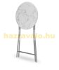 Event table made of white MDF material, 110 cm high, 60 cm diameter, with a marble pattern, for example weddings, standing receptions, garden parties