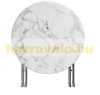 Event table made of white MDF material, 110 cm high, 60 cm diameter, with a marble pattern, for example weddings, standing receptions, garden parties