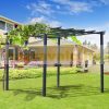 Large rose arbor, garden arch garden pavilion weatherproof metal black 3x3x2.3m